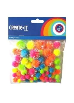 CREATE IT CREATE-IT POMPOMS GLITTER NEON MIX 75 STUKS