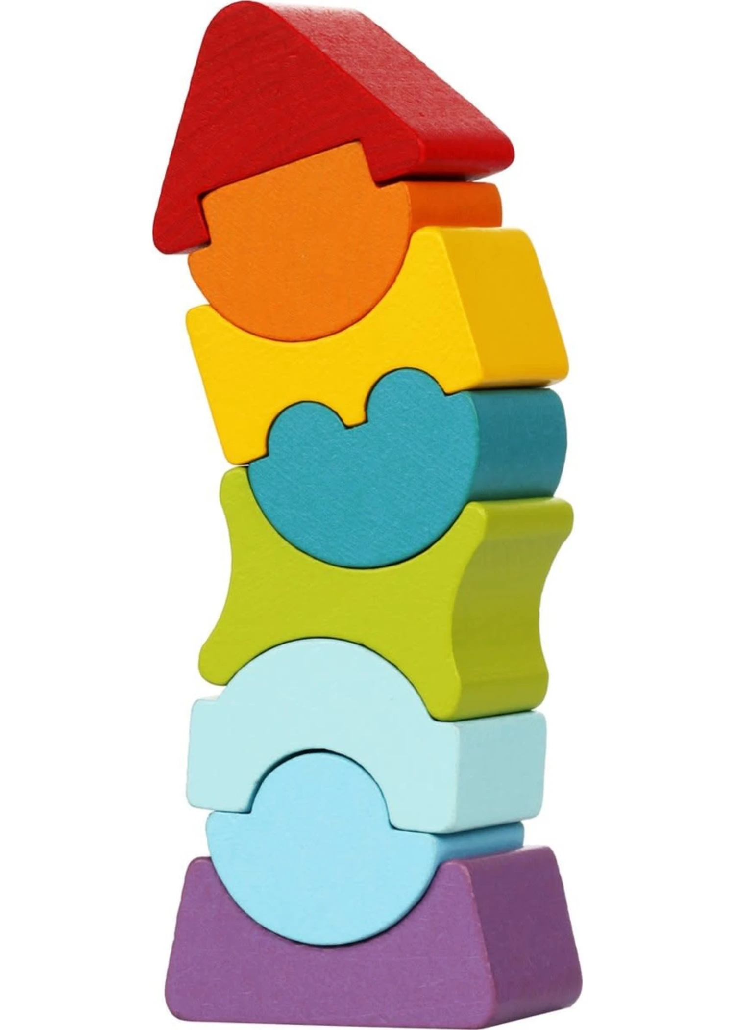 Cubika Flexibele Houten Stapeltoren Klein - Rood Dak 3 Cubika Flexibele Houten Stapeltoren Klein - Rood Dak